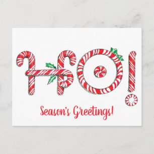 Candy Cane Ho! Ho! Ho! Niedliche Weihnachten Postkarte