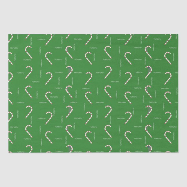 Candy Cane HoHoHo Green Red Christmas Holiday Seidenpapier (Vorderseite)
