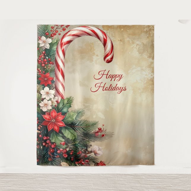 Candy Cane Holiday Backdrop Wandteppich (Vorderseite)