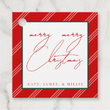 Candy Cane Holiday Gift Tags - Rot
