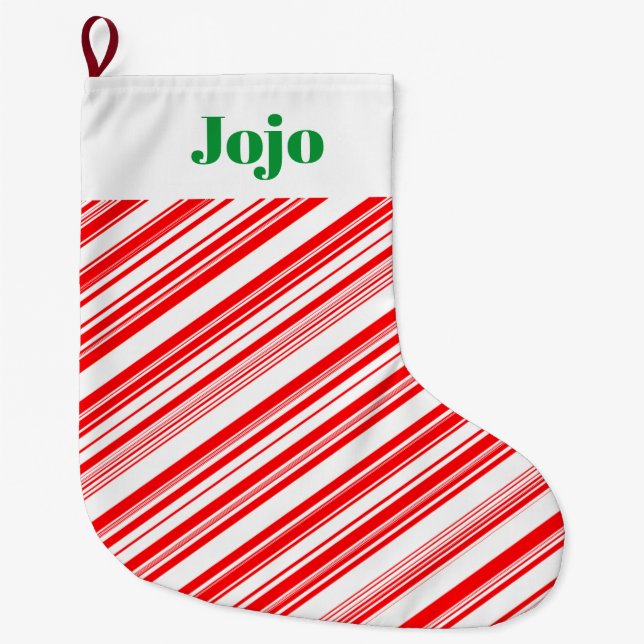 Candy Cane Holiday Xmas 4Jojo (Name) Großer Weihnachtsstrumpf (Vorderseite)