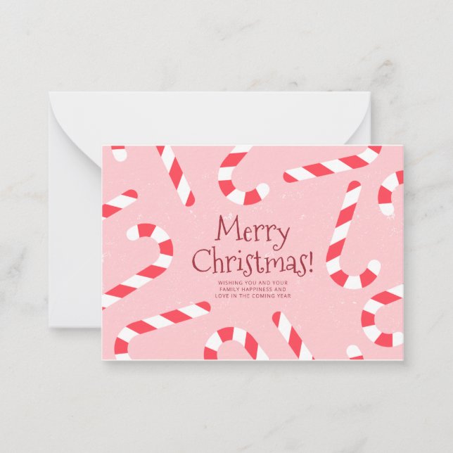 Candy Cane Holidays Personalisiert Frohe Weihnacht Mitteilungskarte (Vorderseite)