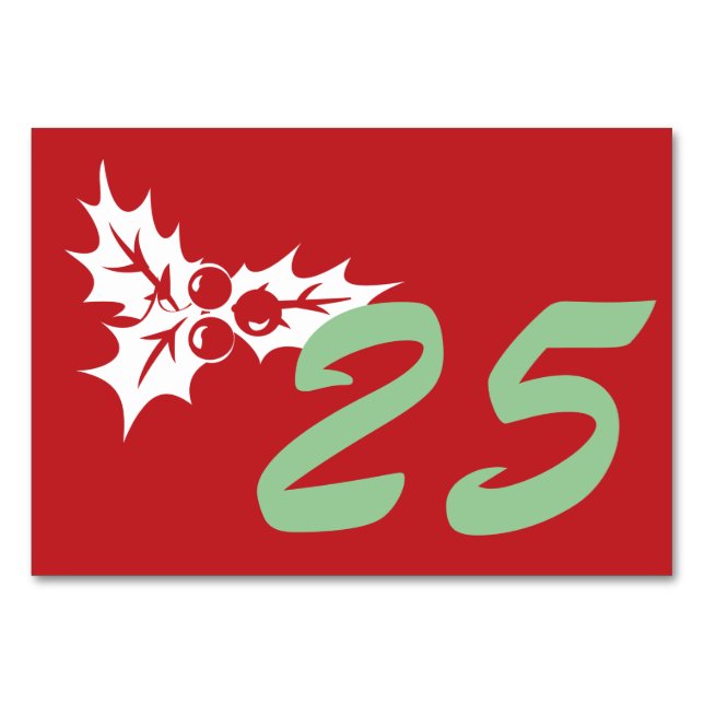 Candy Cane Holly | Benutzerdefinierte Tischnummer  (Vorderseite)