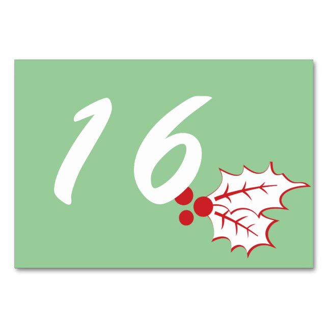 Candy Cane Holly | Benutzerdefinierte Tischnummer  (Vorderseite)