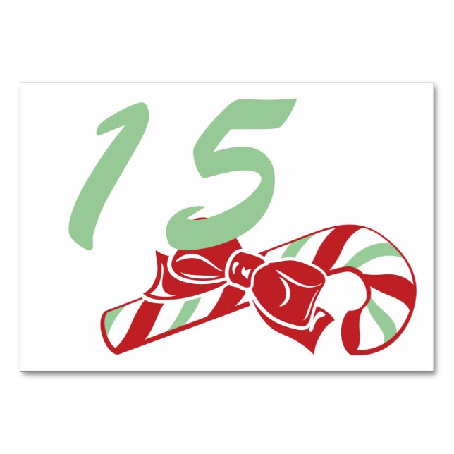 Candy Cane Holly | Benutzerdefinierte Tischnummer  (Vorderseite)