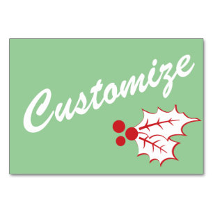 Candy Cane Holly   Retro Benutzerdefinierte Table  Tischnummer