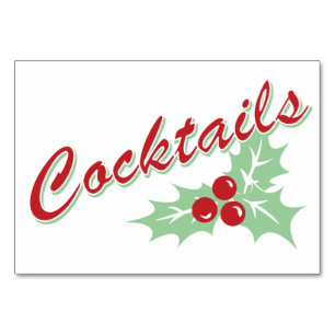 Candy Cane Holly   Retro-Cocktailkarte 3 x 5 Tischnummer