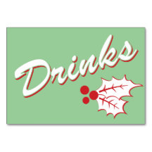 Candy Cane Holly | Retro Drinks Tischkarte 3 x 5