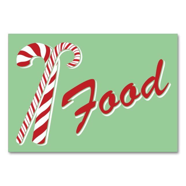 Candy Cane Holly | Retro-Food-Table-Karte 3 x 5 Tischnummer (Vorderseite)