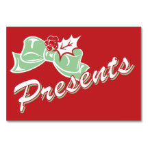 Candy Cane Holly | Retro präsentiert Tabelle Card 