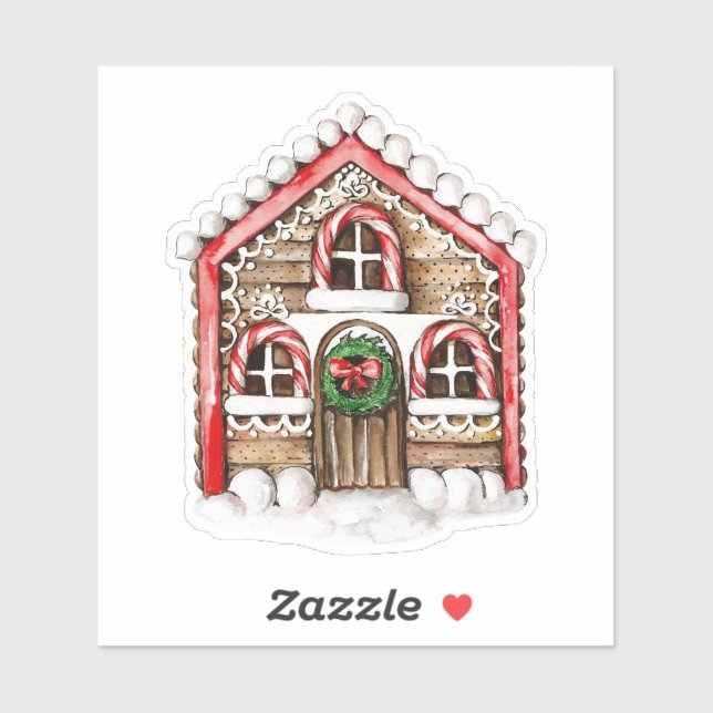 Candy Cane House Weihnachtsaufkleber Aufkleber (Blatt)