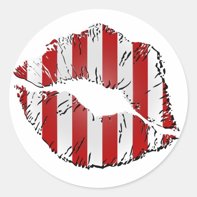 Candy Cane Kisses Runder Aufkleber (Vorderseite)