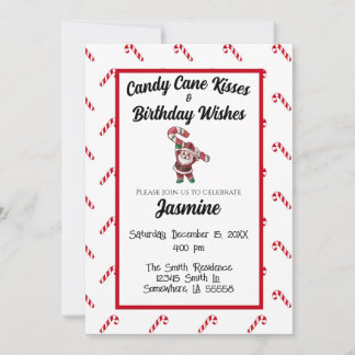 Candy Cane Kisses und Geburtstagswünsche Einladung