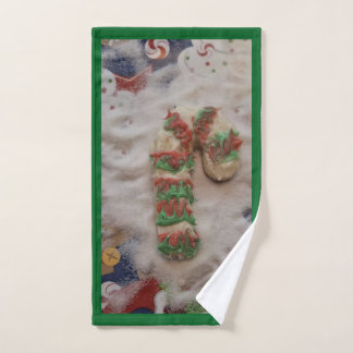 Candy Cane Kitchen Hand Towel on Green Handtuch