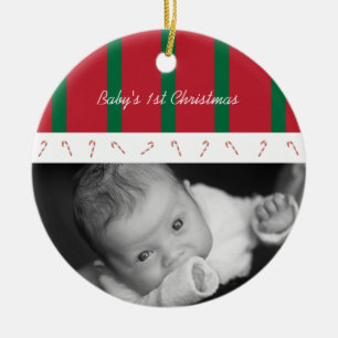 Candy Cane Lane Verzierung (grüne gestreifte) Keramik Ornament