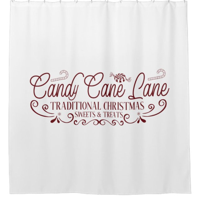 Candy Cane Lane Weihnachten Duschvorhang (Vorderseite)