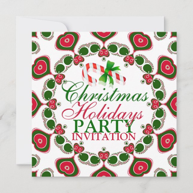 Candy Cane Liebe Hört Weihnachts-Party Einladungen (Vorderseite)