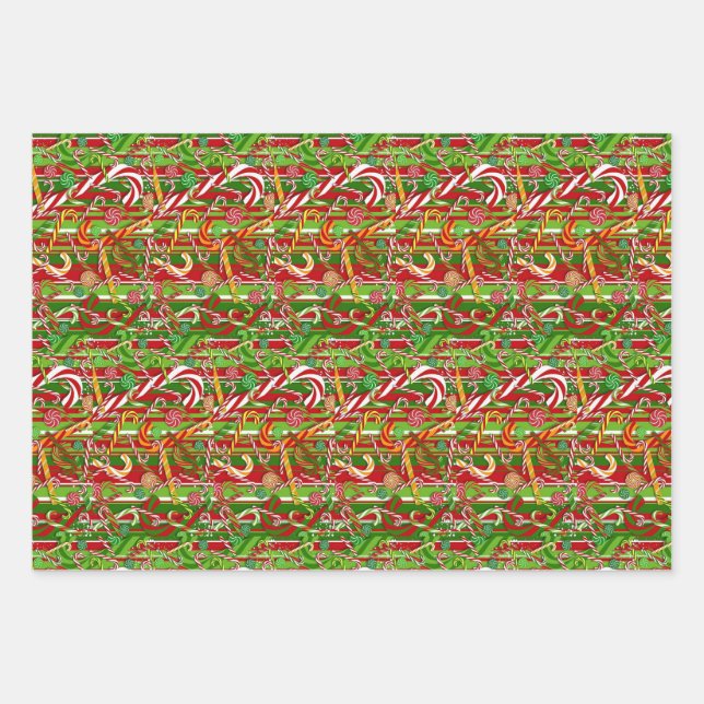 Candy Cane Mania Geschenkpapier Set (Vorderseite)