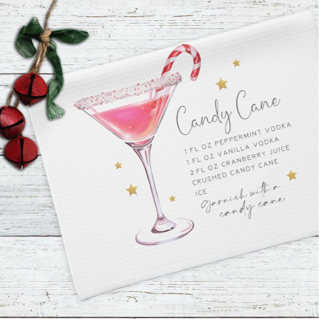 Candy Cane Martini Drink Urlaub Weihnachten Rezept Geschirrtuch (Von Creator hochgeladen)