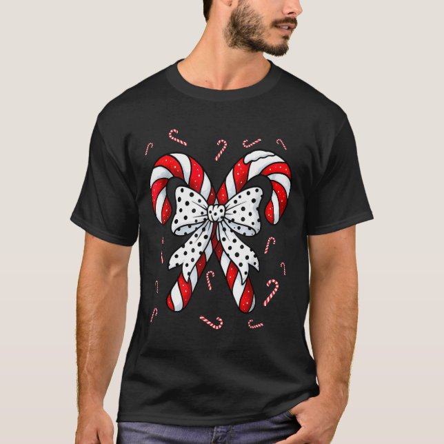 Candy Cane Merry And Bright Red And White Candy Co T-Shirt (Vorderseite)