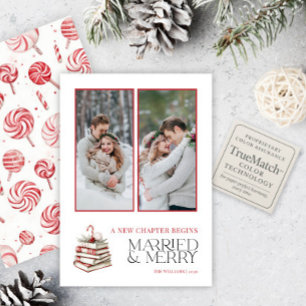 Candy Cane Merry & Verheiratet 2 Foto neu verheira Feiertagskarte