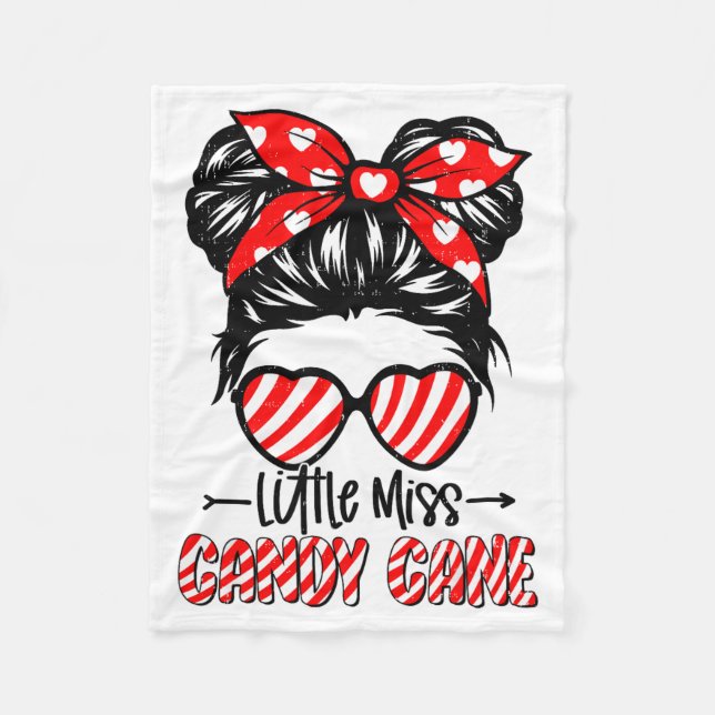 Candy Cane Messy Bun Girl Christmas Xmas Holiday G Fleecedecke (Vorderseite)