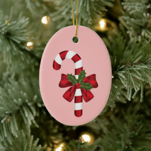 Candy Cane mit einer Bohne und Weihnachtsfeier auf Keramik Ornament