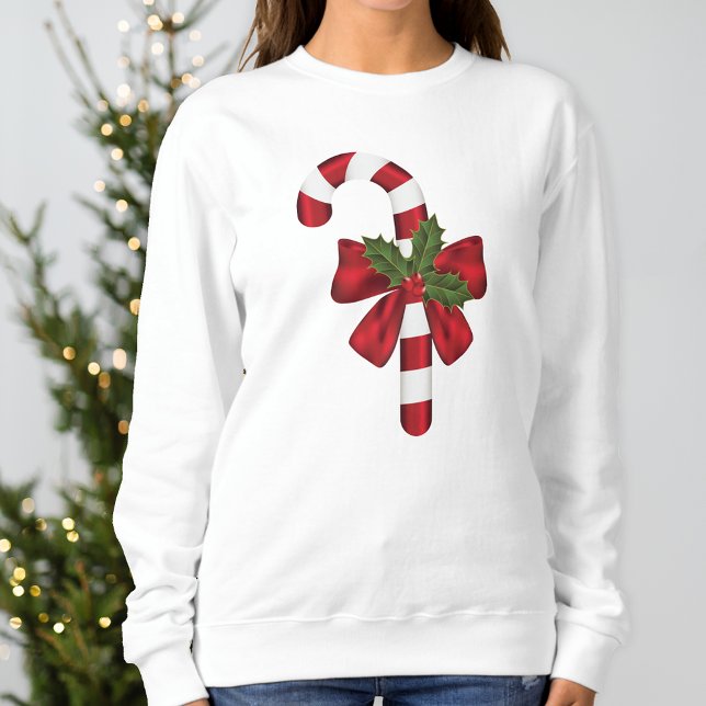 Candy Cane mit einer Bohne und Weihnachtsfeier Sweatshirt (Festive candy cane design for the Holiday season.)