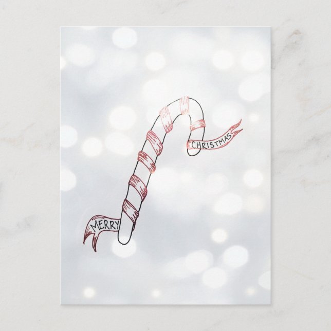 Candy Cane mit Ribbon, Weihnachts-Postkarte Postkarte (Vorderseite)