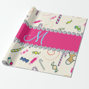 Candy Cane Monogram Geschenkpapier