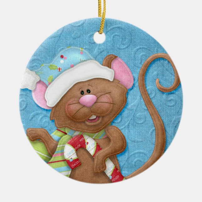 Candy Cane Mouse Holiday Ornament (Vorne)