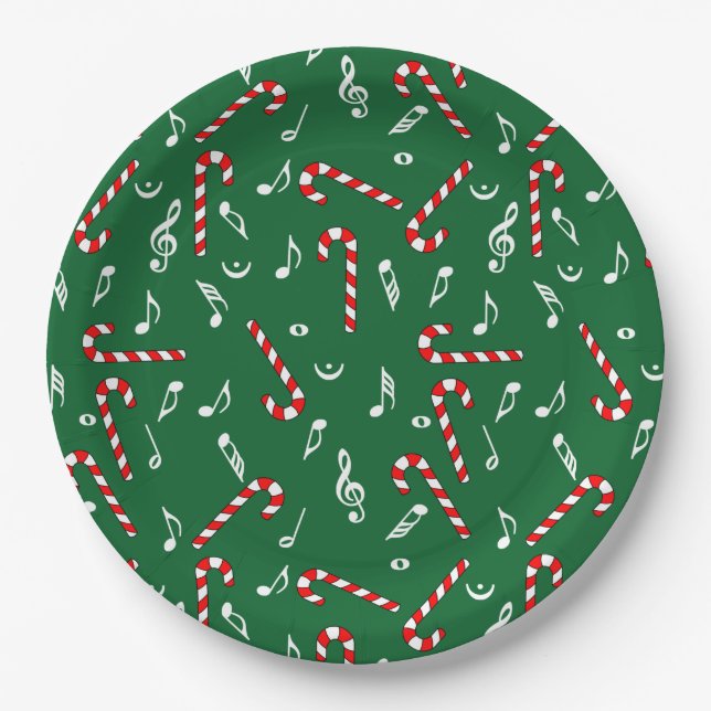 Candy Cane Musiknoten Pappteller (Vorderseite)