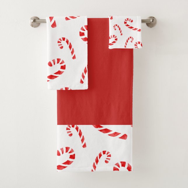 Candy Cane Muster Badhandtuch Set (Insitu)