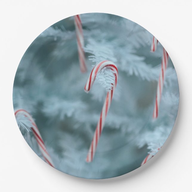 Candy Cane on Tree Pappteller (Vorderseite)