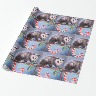 Candy Cane Opossum Wrapping Paper Geschenkpapier