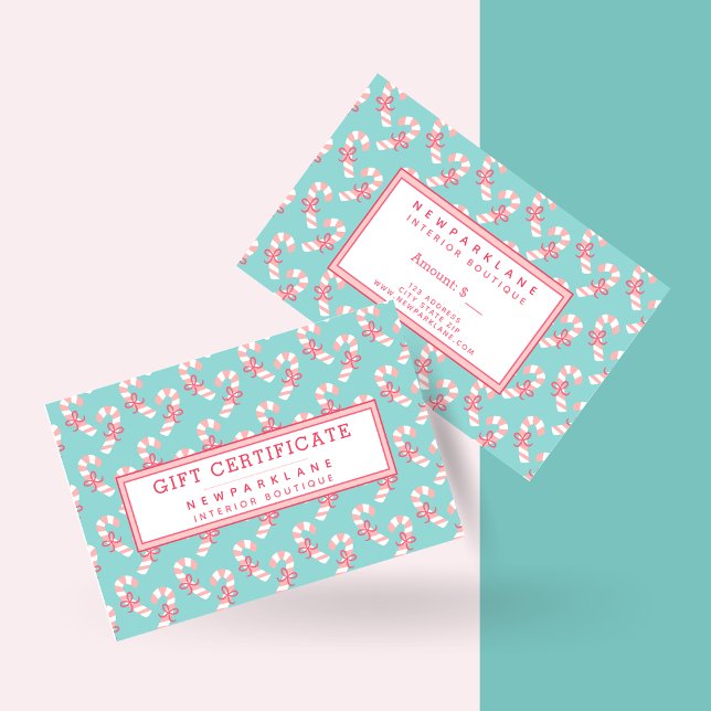 Candy Cane Pattern Aquamarines Weihnachtsgeschenk Visitenkarte (Von Creator hochgeladen)