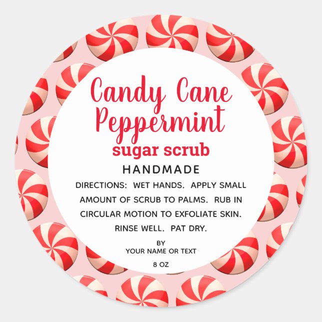 Candy Cane Peppermint Sugar Scrub DIY Runder Aufkleber (Vorderseite)