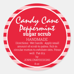 Candy Cane Peppermint Zucker Scrub hausgemachte Cu Runder Aufkleber