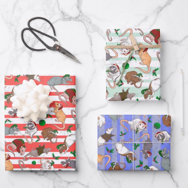 Candy Cane Pet Rattie Weihnachten! Geschenkpapier Set (Vorderseite)