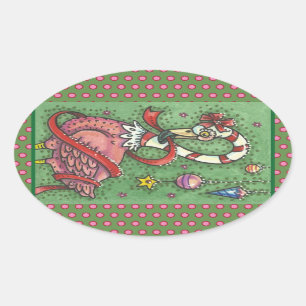 CANDY CANE PINK FLAMINGO CHRISTMAS STICKERS Sheet