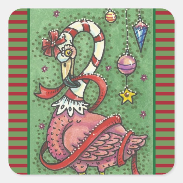 CANDY CANE PINK FLAMINGO CHRISTMAS STICKERS Sheet (Vorderseite)