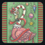 CANDY CANE PINK FLAMINGO CHRISTMAS STICKERS Sheet<br><div class="desc">Geschenktes Pfefferminzbrand hat den Urlaubssgeist. CANDY CANE PINK FLAMINGO STICKERS Sheet,  Square,  Red/Green Stripe Borders..Suchen Sie nach passenden Elementen Susan Brack Design</div>