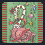 CANDY CANE PINK FLAMINGO CHRISTMAS STICKERS Sheet<br><div class="desc">Geschenktes Pfefferminzbrand hat den Urlaubssgeist. CANDY CANE PINK FLAMINGO STICKERS Sheet,  Square,  Red/Green Stripe Borders..Suchen Sie nach passenden Elementen Susan Brack Design</div>