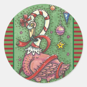 CANDY CANE PINK FLAMINGO CHRISTMAS STICKERS Sheet