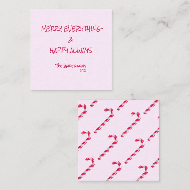 Candy Cane Pink Happy Holidays Frohe alles Mitteilungskarte (Vorne/Hinten)