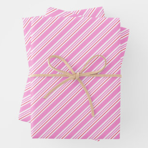 Candy Cane Pink und White Christmas Pattern Geschenkpapier Set