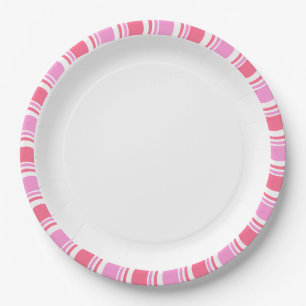 Candy Cane Pink und White Christmas Pattern Pappteller