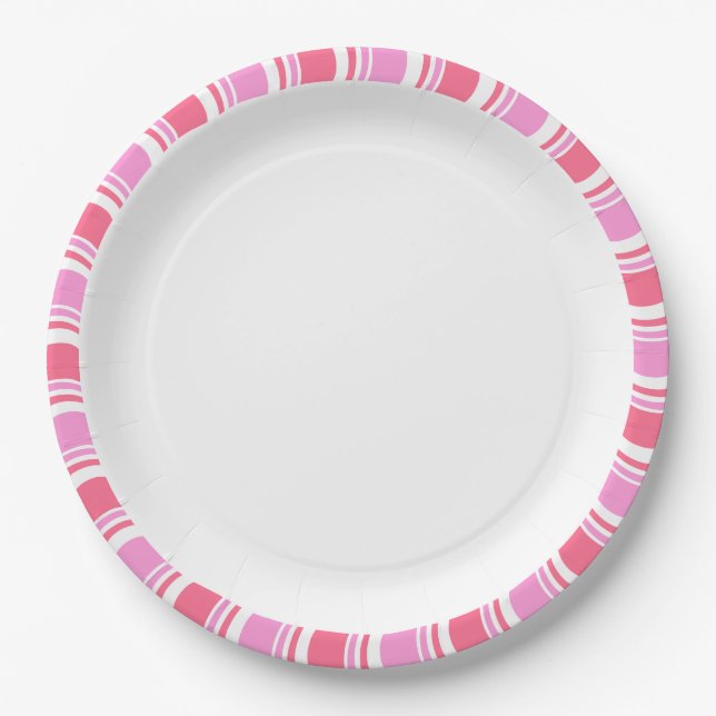 Candy Cane Pink und White Christmas Pattern Pappteller (Vorderseite)