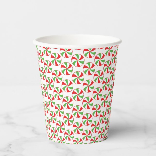 Candy Cane Print Christmas Party Paper Cups Pappbecher (Vorderseite)