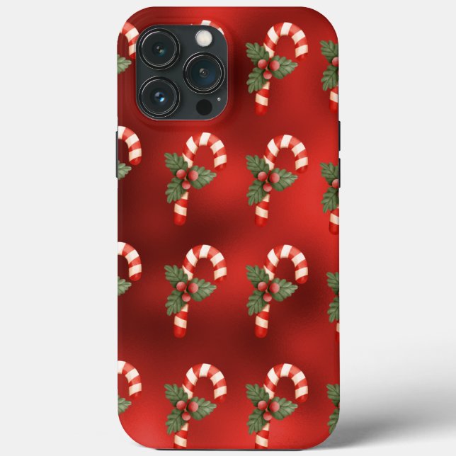 Candy Cane Red Metallic Holiday Niedlich Case-Mate iPhone Hülle (Rückseite)